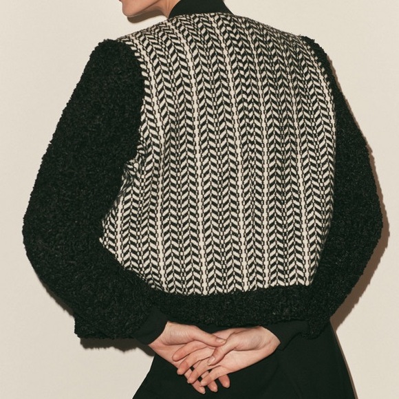 Anthropologie Avec Les Filles Tweed Sherpa Mix Jacket - XS - Picture 2 of 9